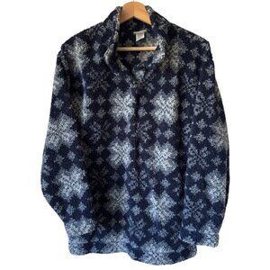 Vtg  L.L. Bean Y2K 90' Fleece Pull Over 1/4 Snap Snow flake Fluffy Cozy Gorpcore